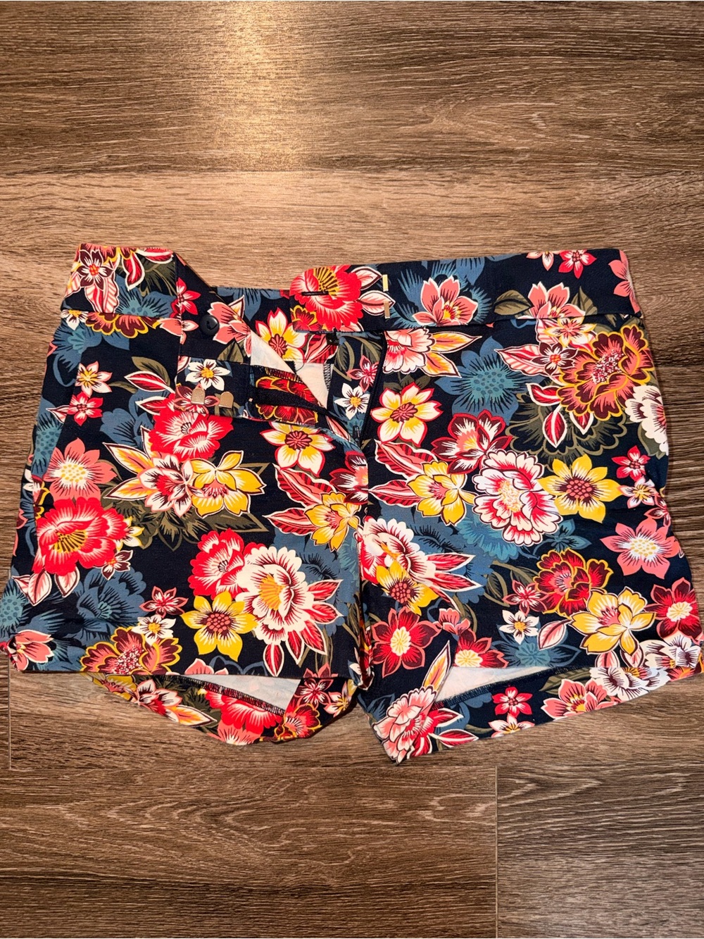 LOFT Navy Floral High-Waist Women's Shorts